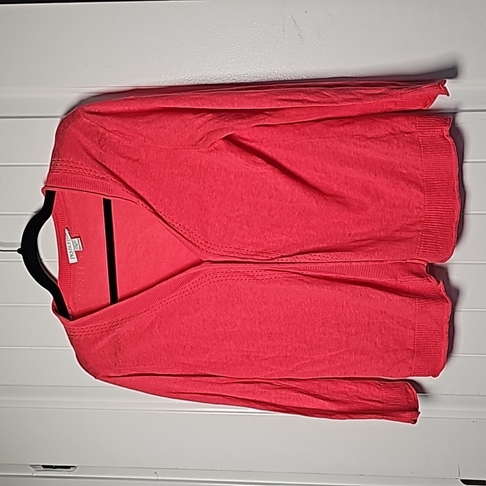 Pendleton L salmon pink one button knit cardigan, long sleeve